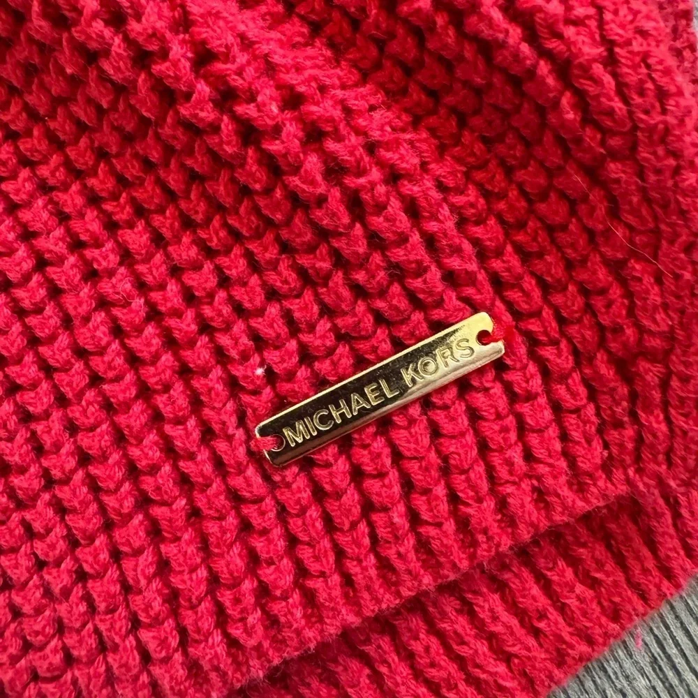 Michael Kors Red Waffle Holiday Cowl Neck Sweater- Size Small